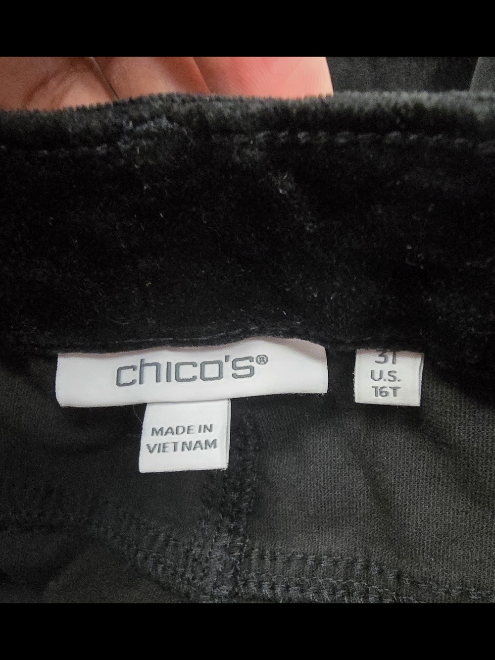 Chico's Black Velvet Velour Minimalist Boot Cut Comfy Pants sz 3T (16T) - Picture 6 of 7